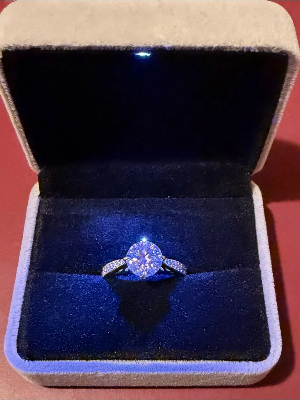 2ct Moissanite Solitaire Engagement Ring with Pavé Band - Picture 1 of 6